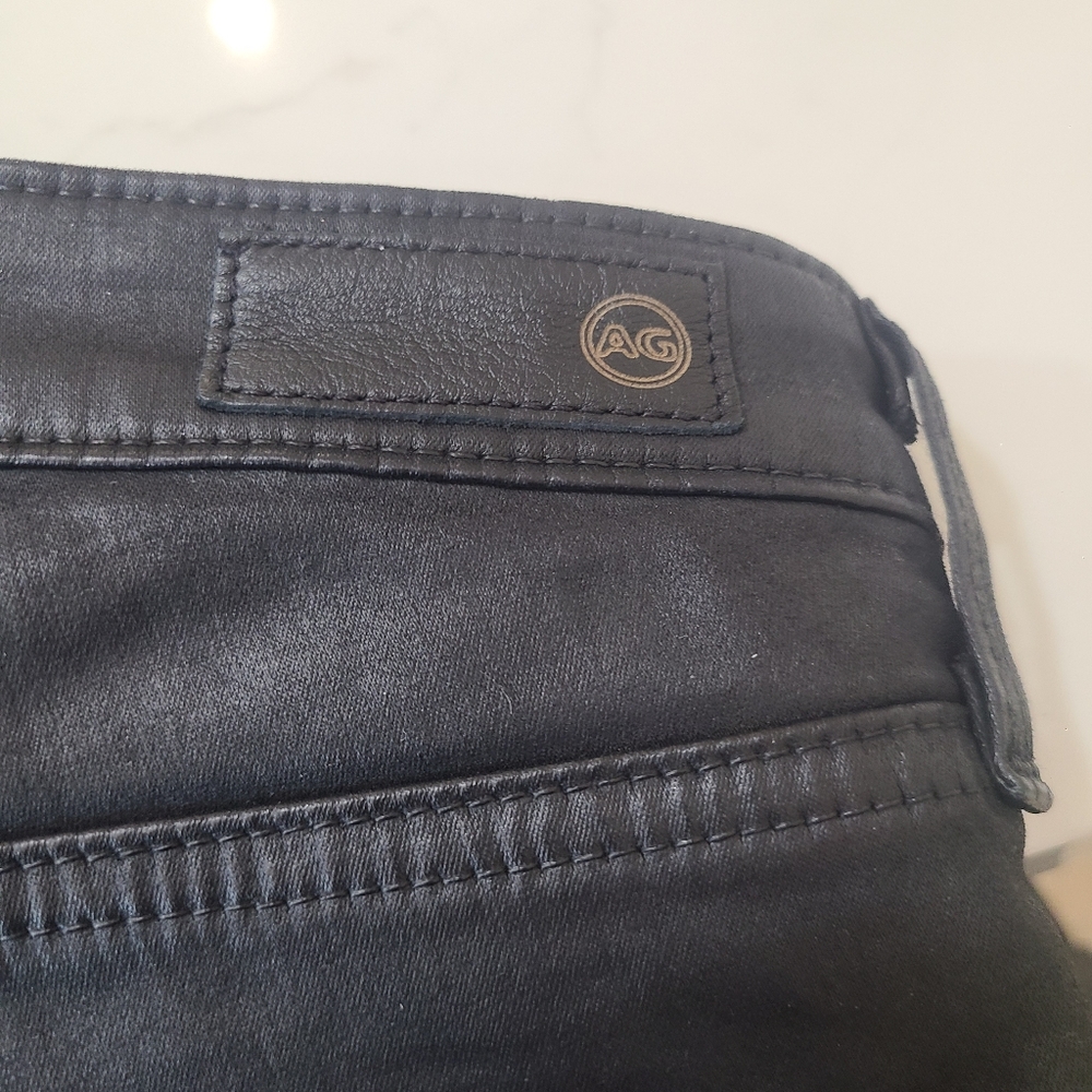 AG The Legging Ankle Super Skinny Black Coated Jeans Size 25 - Picture 13 of 15